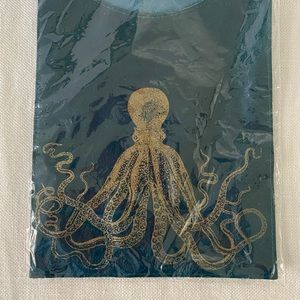 IPad cover.  Beautiful teal leather with hand stamped bronze octopus.